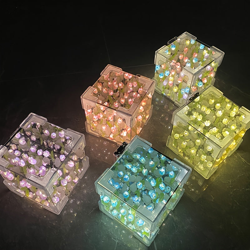 Kit de Luz Nocturna de Tulipán DIY - Alimentado por Batería, Decoración Inteligente para el Hogar para Dormitorio & Regalos para San Valentín, Cumpleaños, Halloween y Navidad