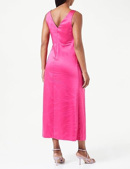 Vestido Midi de Tirantes en Rosa Brillante