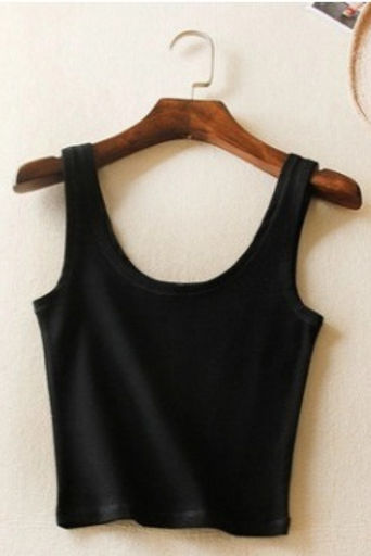 Crop Top Negro Básico de Tirantes Anchos