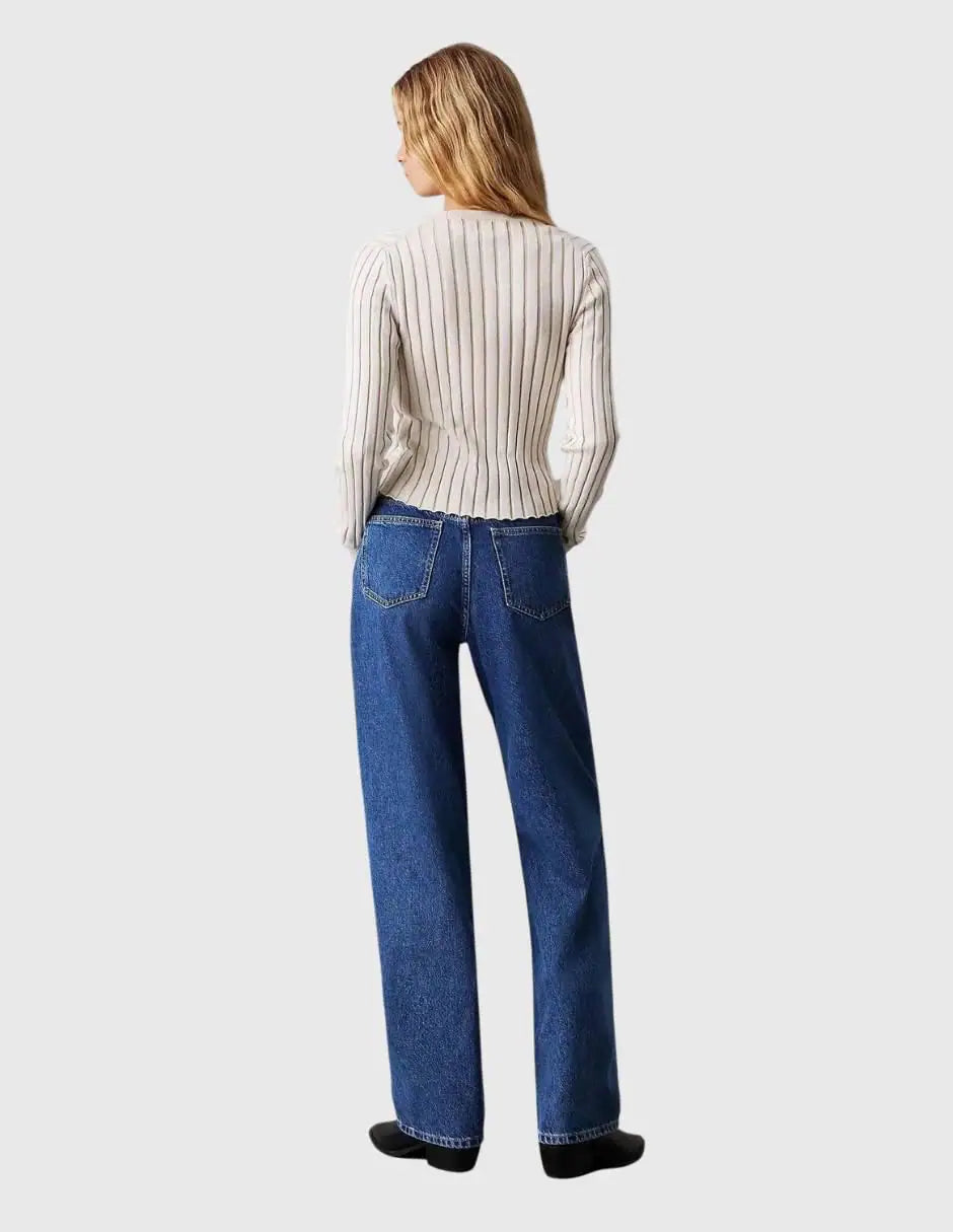 Jeans Rectos Clásicos en Lavado Índigo Medio