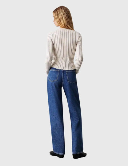 Jeans Rectos Clásicos en Lavado Índigo Medio