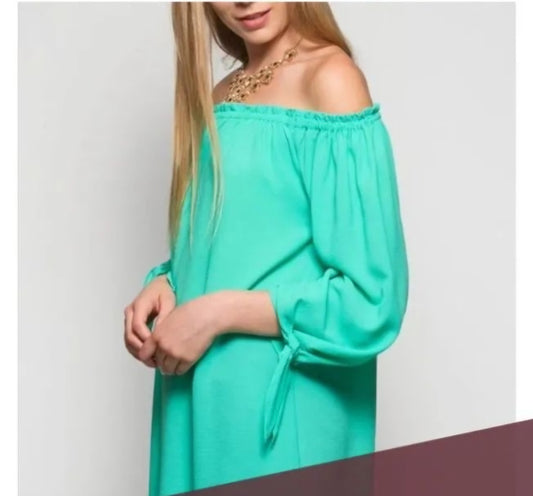Blusa Off-Shoulder Turquesa