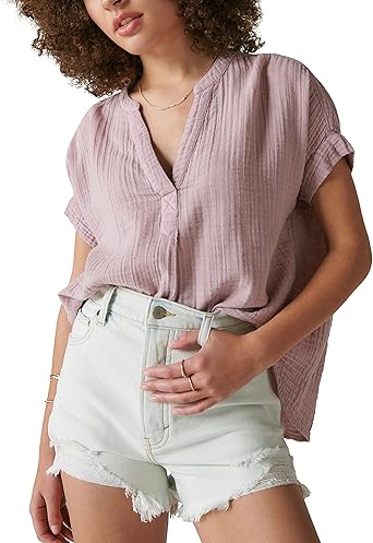 Blusa Casual de Manga Corta en lila  