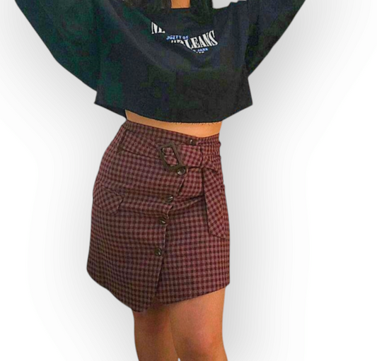 Falda Asimétrica a Cuadros - Estilo Vintage Académico