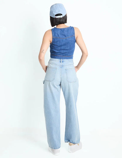 Jeans Wide Leg Vintage de Tiro Alto