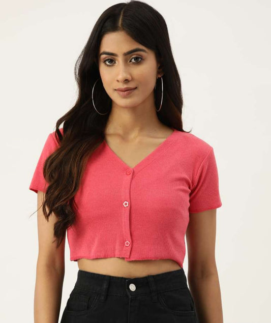 Crop top algodon rosa