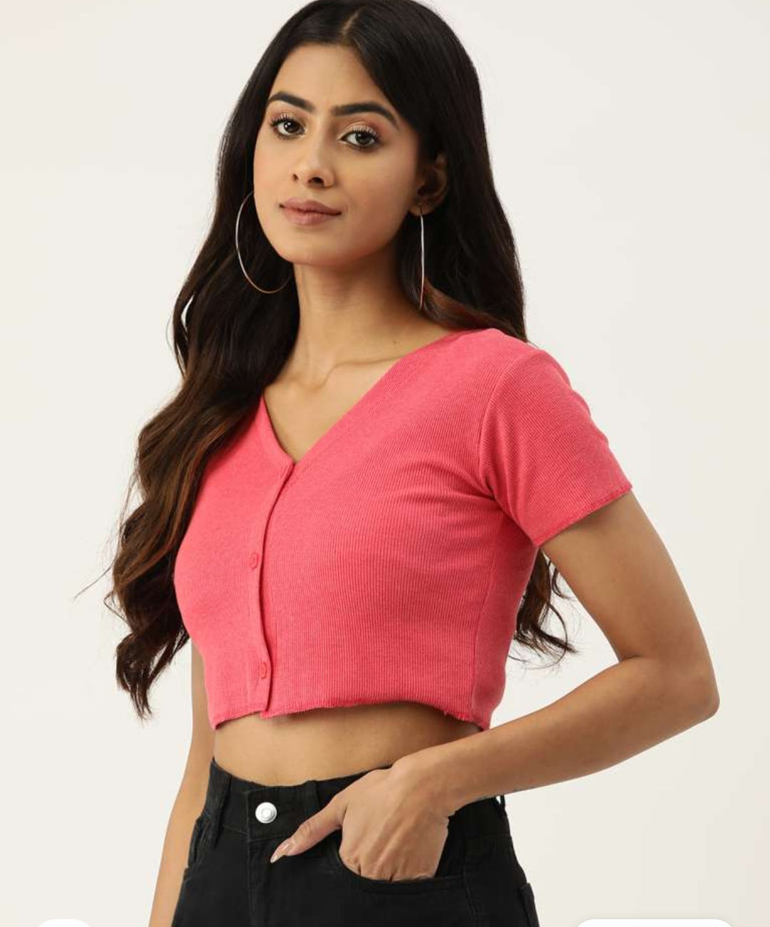 Crop top algodon rosa