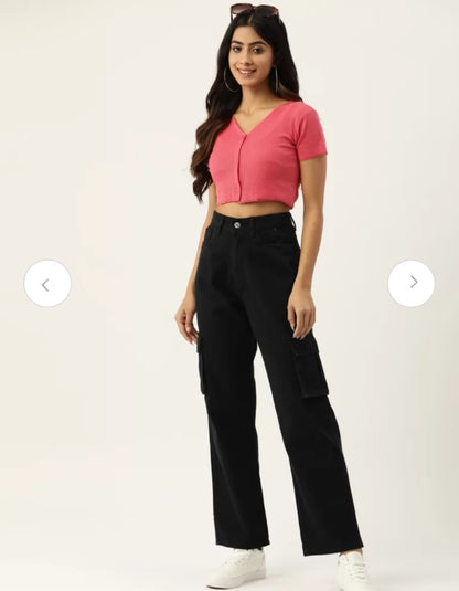 Crop top algodon rosa