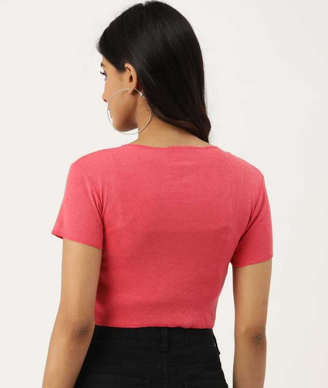 Crop top algodon rosa