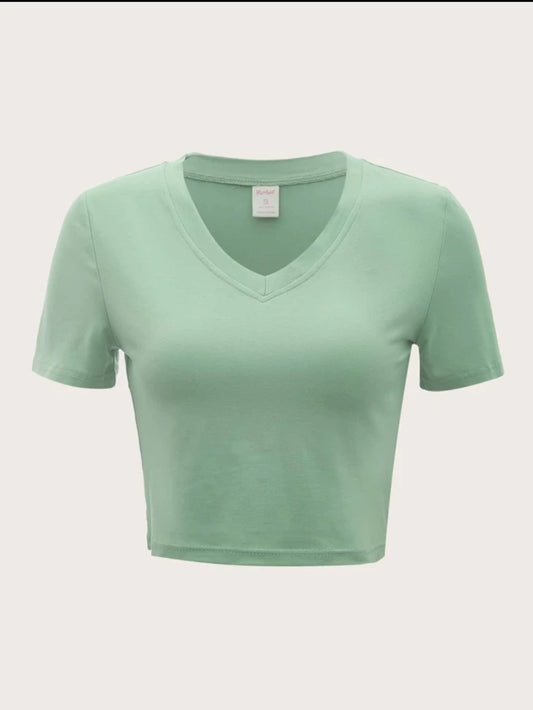 Crop Top Básico en Verde Menta   