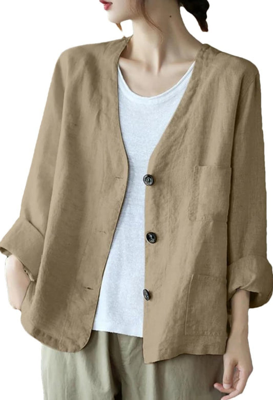 "Blazer Lino Natural: Elegancia Relajada"