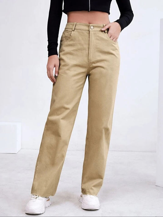 Pantalones Wide Leg Carpenter en Color Caqui