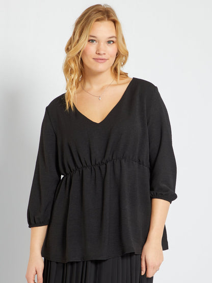 Blusa Negra Elegante con Cintura Elástica