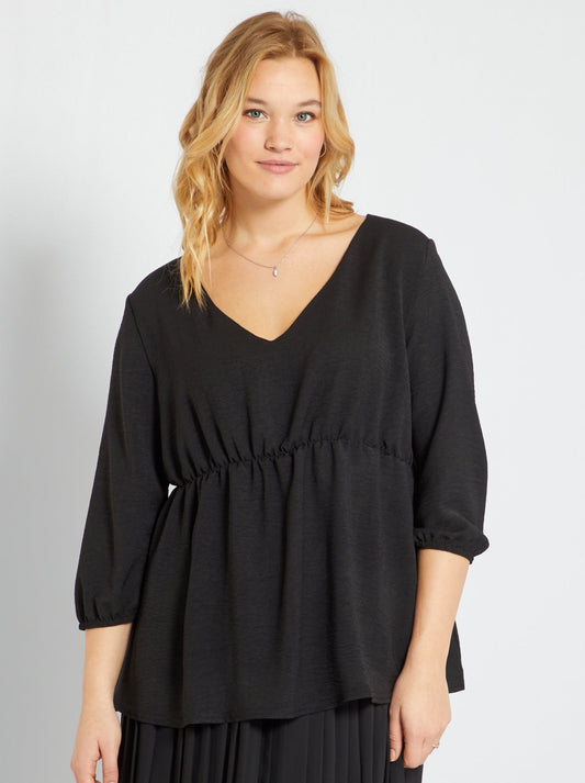 Blusa Negra Elegante con Cintura Elástica