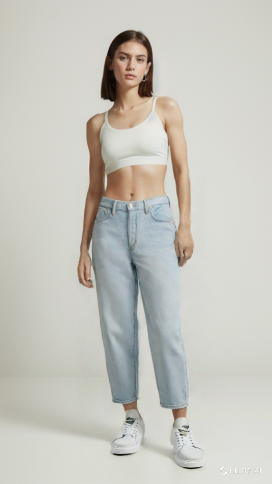 Jeans Mom Fit en Azul Claro - Estilo Minimalista Contemporáneo