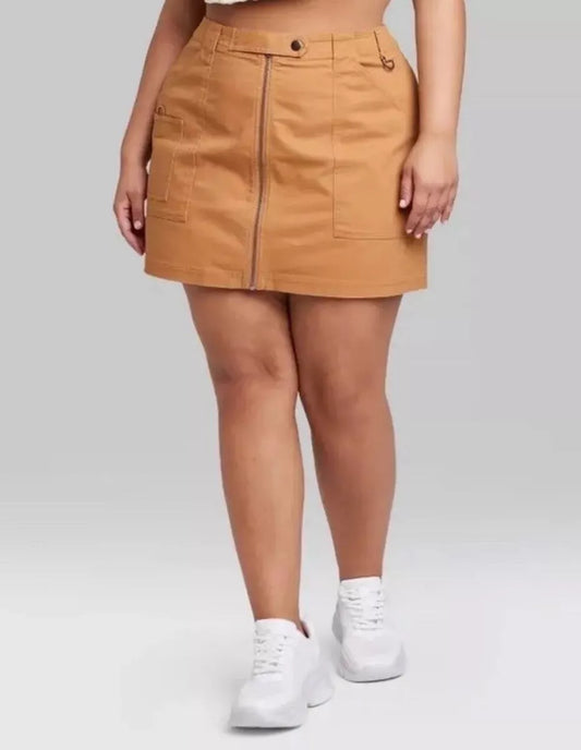 Falda Cargo de Color Mostaza   